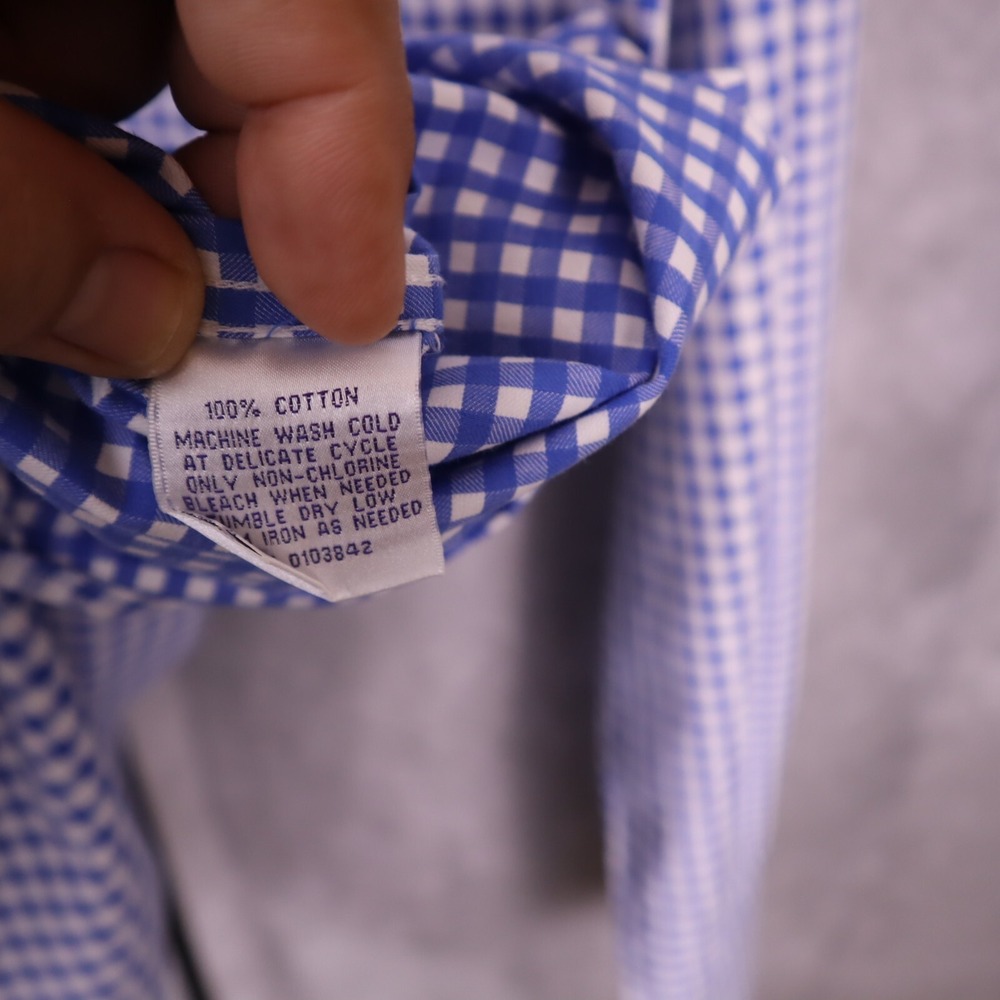 Alan Flusser Men's XXL Shirt‎ Blue Check L/S Button Up Casual Dress - Picture 6 of 6